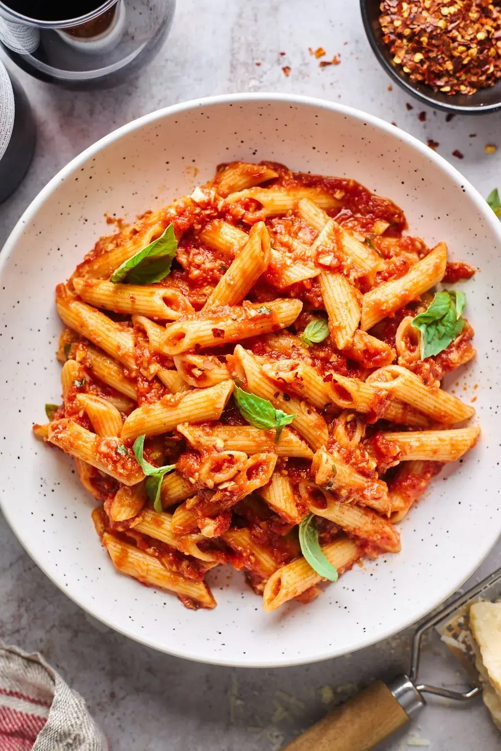 Pasta Arrabbiata in a bowl